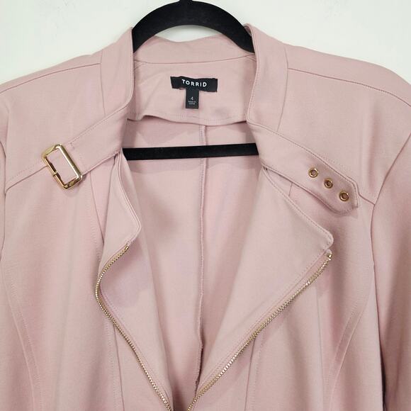 Torrid Studio Ponte Zip-Front Jacket, Pale Mauve, Torrid Size 4, US Size 26 (4X) - Picture 4 of 8